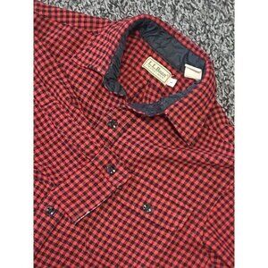 Vintage LL Bean Shirt Mens Large Button Up Buffalo Plaid‎ Red Wool Nylon Shacket